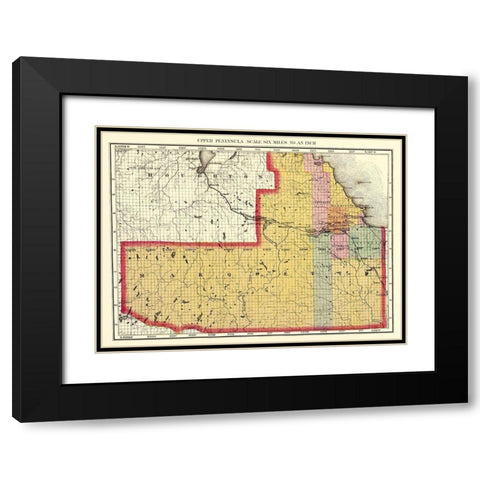 Marquette Michigan - Walling 1873 Black Modern Wood Framed Art Print with Double Matting by Walling