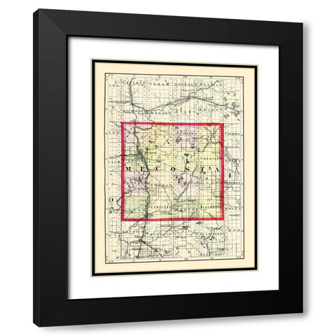 Mecosta Michigan - Walling 1873 Black Modern Wood Framed Art Print with Double Matting by Walling