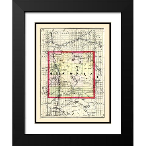 Mecosta Michigan - Walling 1873 Black Modern Wood Framed Art Print with Double Matting by Walling