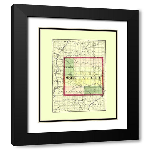 Missaukee Michigan - Walling 1873 Black Modern Wood Framed Art Print with Double Matting by Walling