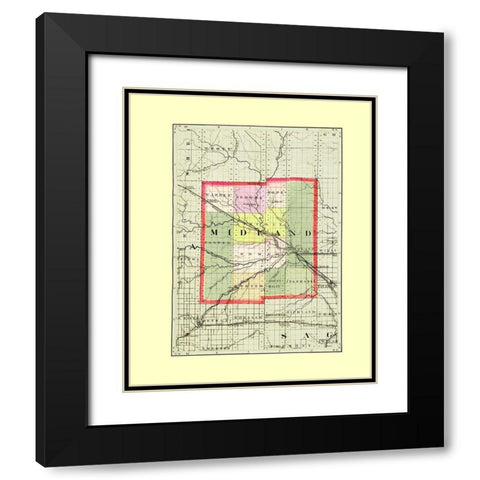 Midland Michigan - Walling 1873 Black Modern Wood Framed Art Print with Double Matting by Walling