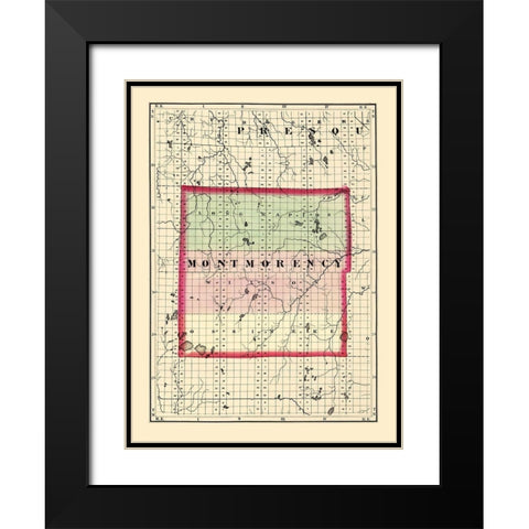 Montmorency Michigan - Walling 1873 Black Modern Wood Framed Art Print with Double Matting by Walling