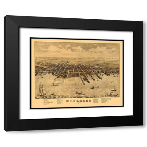 Muskegon Michigan - Ruger 1874  Black Modern Wood Framed Art Print with Double Matting by Ruger
