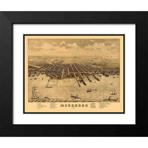 Muskegon Michigan - Ruger 1874  Black Modern Wood Framed Art Print with Double Matting by Ruger