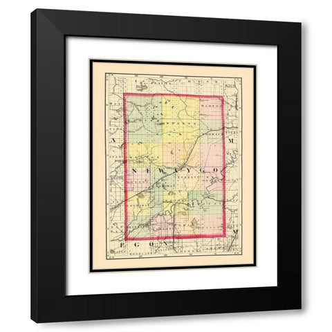 Newaygo Michigan - Walling 1873 Black Modern Wood Framed Art Print with Double Matting by Walling