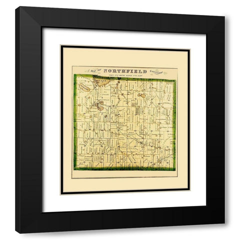 Northfield Michigan Landowner - Everts 1874 Black Modern Wood Framed Art Print with Double Matting by Everts