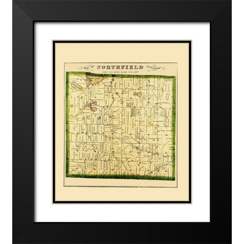 Northfield Michigan Landowner - Everts 1874 Black Modern Wood Framed Art Print with Double Matting by Everts