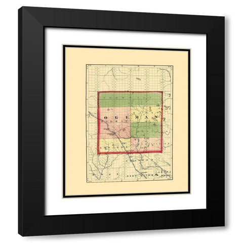 Ogemaw Michigan - Walling 1873 Black Modern Wood Framed Art Print with Double Matting by Walling