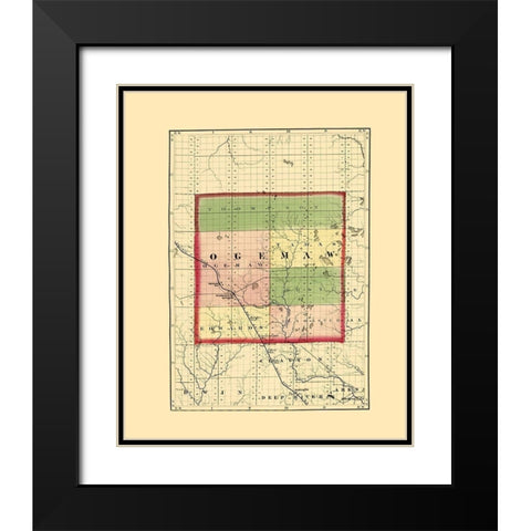 Ogemaw Michigan - Walling 1873 Black Modern Wood Framed Art Print with Double Matting by Walling