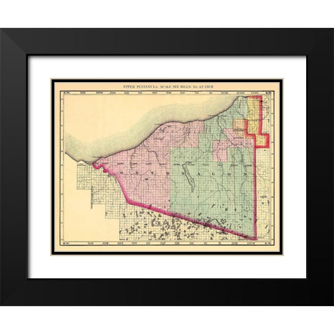 Ontonagon Michigan - Walling 1873 Black Modern Wood Framed Art Print with Double Matting by Walling