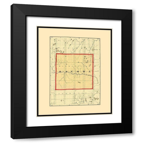 Oscoda Michigan - Walling 1873 Black Modern Wood Framed Art Print with Double Matting by Walling
