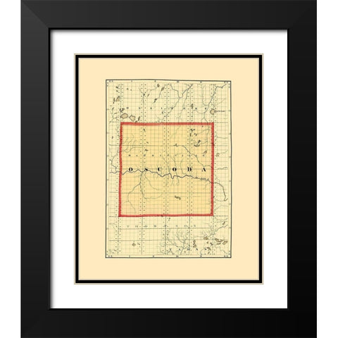 Oscoda Michigan - Walling 1873 Black Modern Wood Framed Art Print with Double Matting by Walling