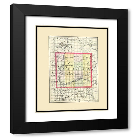 Osceola Michigan - Walling 1873 Black Modern Wood Framed Art Print with Double Matting by Walling