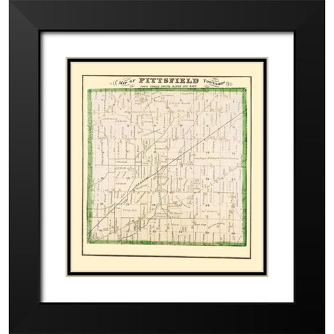 Pittsfield Michigan Landowner - Everts 1874 Black Modern Wood Framed Art Print with Double Matting by Everts