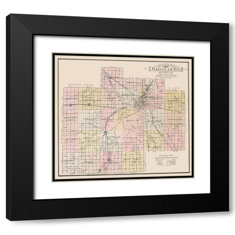 Saginaw Michigan - Imperial 1896 Black Modern Wood Framed Art Print with Double Matting by Imperial