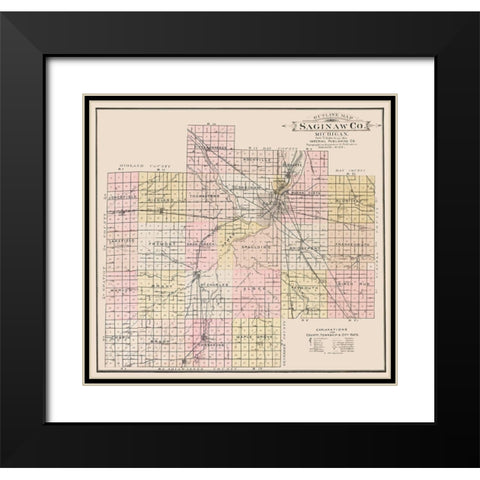 Saginaw Michigan - Imperial 1896 Black Modern Wood Framed Art Print with Double Matting by Imperial