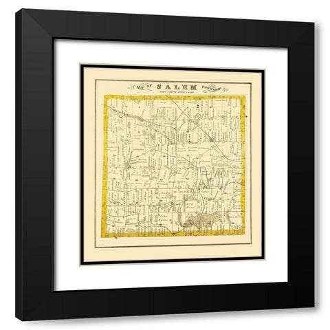 Salem Michigan Landowner - Everts 1874 Black Modern Wood Framed Art Print with Double Matting by Everts