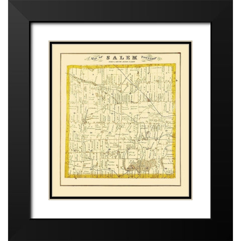 Salem Michigan Landowner - Everts 1874 Black Modern Wood Framed Art Print with Double Matting by Everts