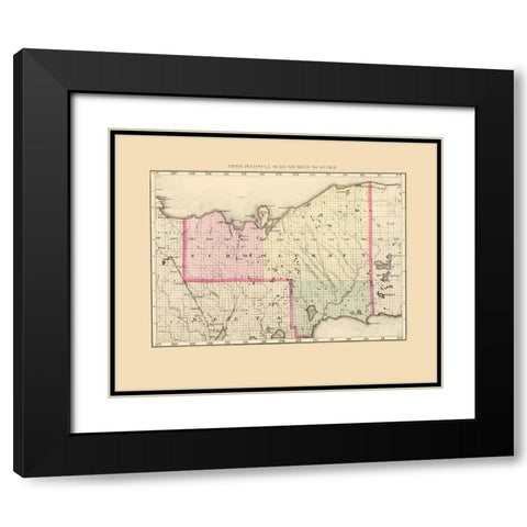 Schoolcraft Michigan - Walling 1873 Black Modern Wood Framed Art Print with Double Matting by Walling