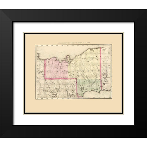 Schoolcraft Michigan - Walling 1873 Black Modern Wood Framed Art Print with Double Matting by Walling
