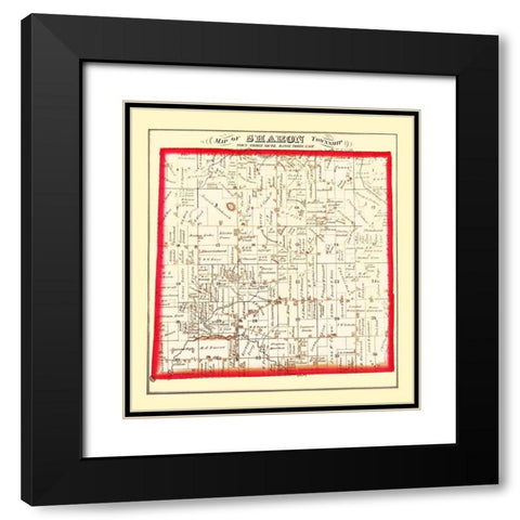 Sharon Michigan Landowner - Everts 1874 Black Modern Wood Framed Art Print with Double Matting by Everts