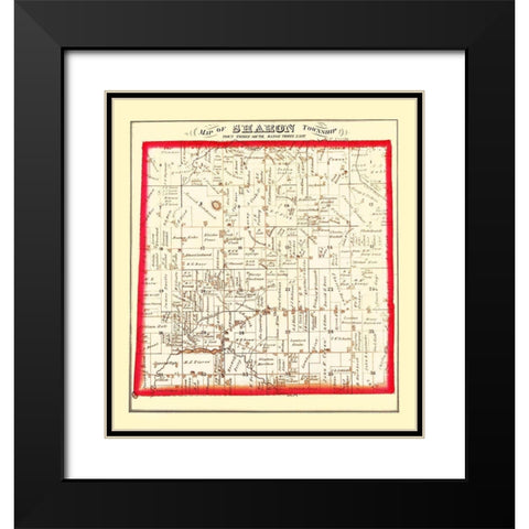 Sharon Michigan Landowner - Everts 1874 Black Modern Wood Framed Art Print with Double Matting by Everts