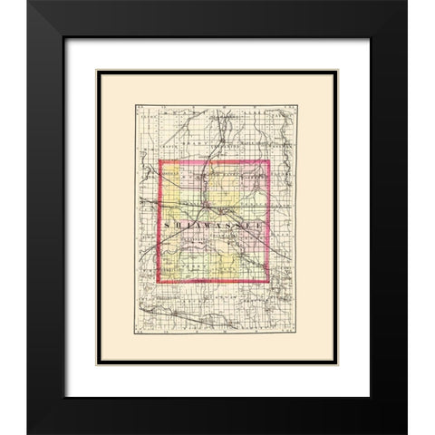 Shiawassee Michigan - Walling 1873 Black Modern Wood Framed Art Print with Double Matting by Walling