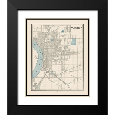 St Joseph  Missouri- Cram 1892 Black Modern Wood Framed Art Print with Double Matting by Cram