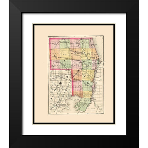 St Clair Michigan - Walling 1873 Black Modern Wood Framed Art Print with Double Matting by Walling