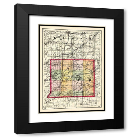 St Joseph Michigan - Walling 1873 Black Modern Wood Framed Art Print with Double Matting by Walling