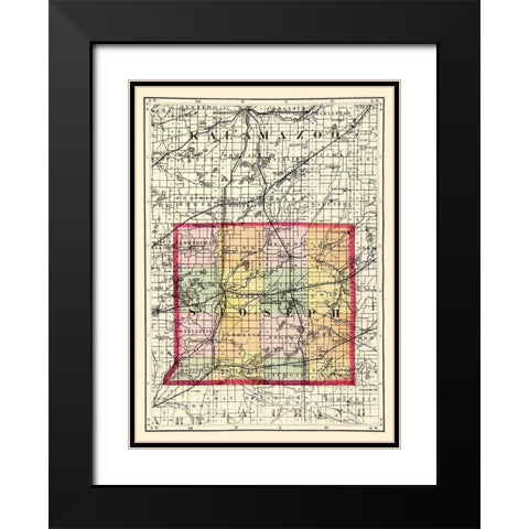 St Joseph Michigan - Walling 1873 Black Modern Wood Framed Art Print with Double Matting by Walling