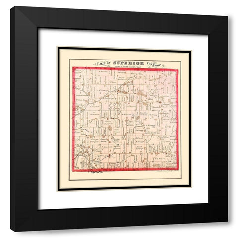 Superior Michigan Landowner - Wheelock 1874 Black Modern Wood Framed Art Print with Double Matting by Wheelock