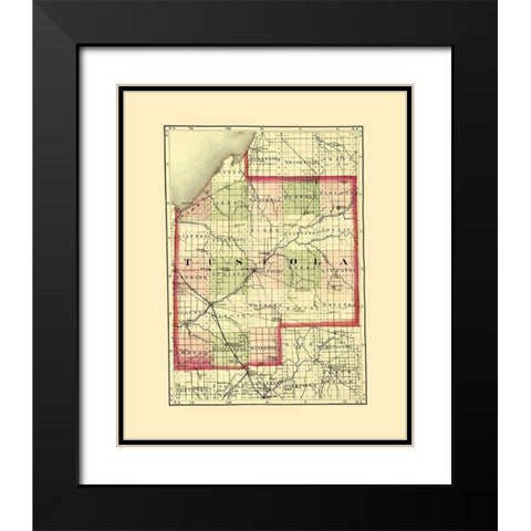 Tuscola Michigan - Walling 1873 Black Modern Wood Framed Art Print with Double Matting by Walling