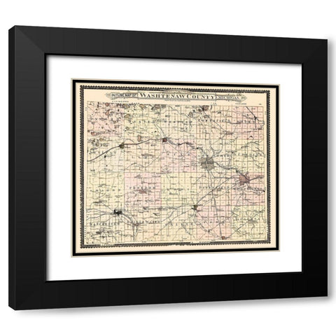 Washetenaw Michigan - Ogle 1895 Black Modern Wood Framed Art Print with Double Matting by Ogle