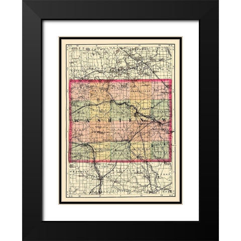 Washtenaw Michigan - Walling 1873 Black Modern Wood Framed Art Print with Double Matting by Walling