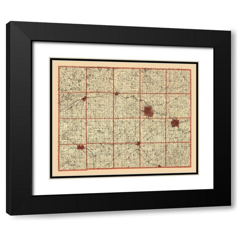 Washtenaw County Michigan - Dickson 1896  Black Modern Wood Framed Art Print with Double Matting by Dickson