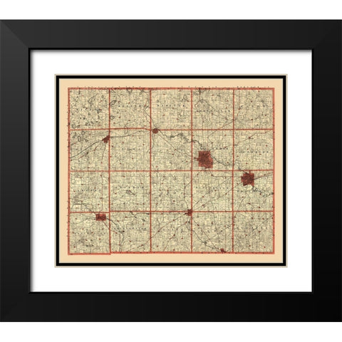 Washtenaw County Michigan - Dickson 1896  Black Modern Wood Framed Art Print with Double Matting by Dickson