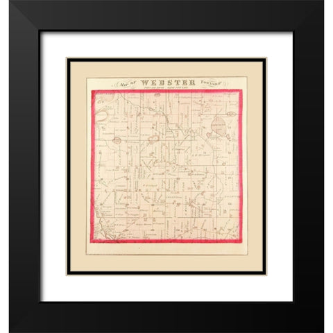 Webster Michigan Landowner - Everts 1874 Black Modern Wood Framed Art Print with Double Matting by Everts