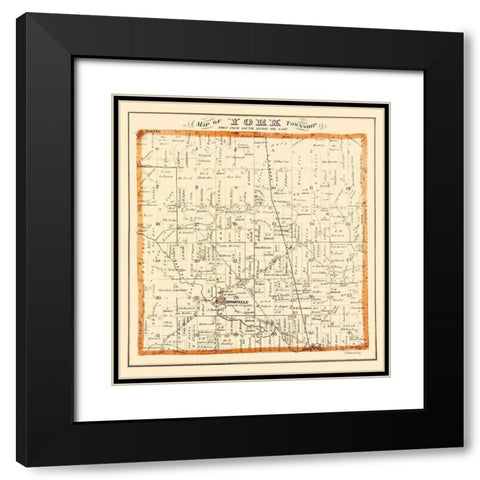 York Michigan Landowner - Everts 1874 Black Modern Wood Framed Art Print with Double Matting by Everts