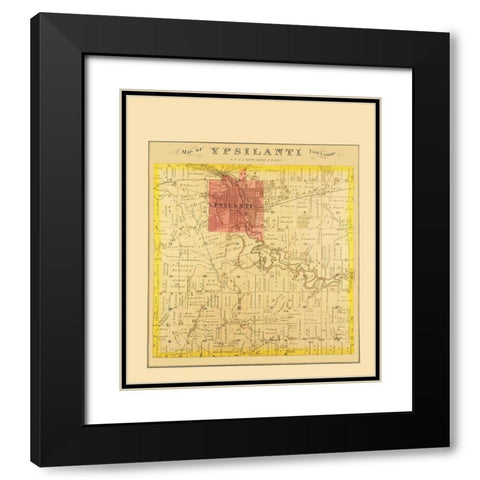Ypsilanti Michigan Landowner - Everts 1874 Black Modern Wood Framed Art Print with Double Matting by Everts