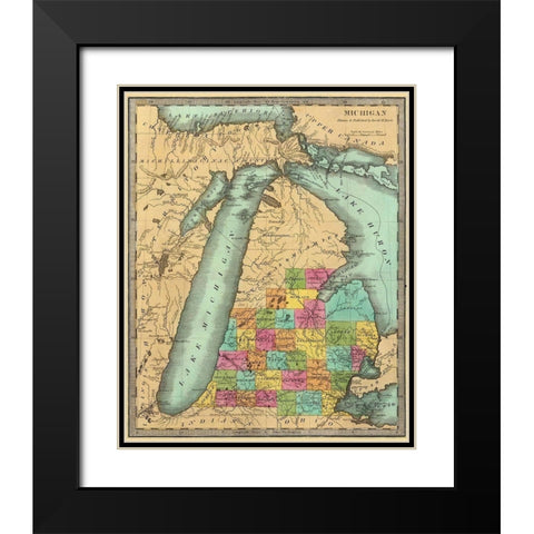 Michigan - Burr 1835 Black Modern Wood Framed Art Print with Double Matting by Burr