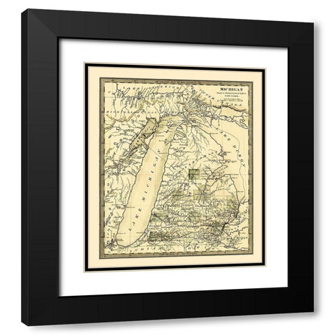 Michigan - Burr 1831 Black Modern Wood Framed Art Print with Double Matting by Burr