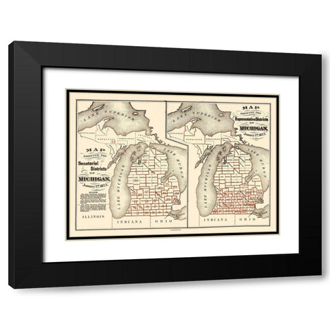 Michigan Senatorial, Representative - Calvart Black Modern Wood Framed Art Print with Double Matting by Calvert
