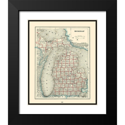 Michigan - Rathbun 1893 Black Modern Wood Framed Art Print with Double Matting by Rathbun