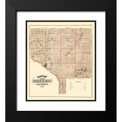 Anoka Minnesota Landowner - Andreas 1874 Black Modern Wood Framed Art Print with Double Matting by Andreas