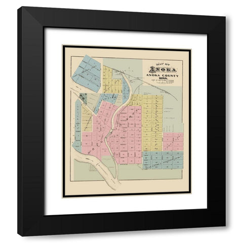 Anoka Minnesota - Andreas 1874 Black Modern Wood Framed Art Print with Double Matting by Andreas
