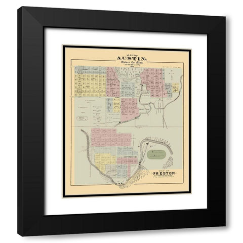 Austin, Preston Minnesota - Andreas 1874 Black Modern Wood Framed Art Print with Double Matting by Andreas