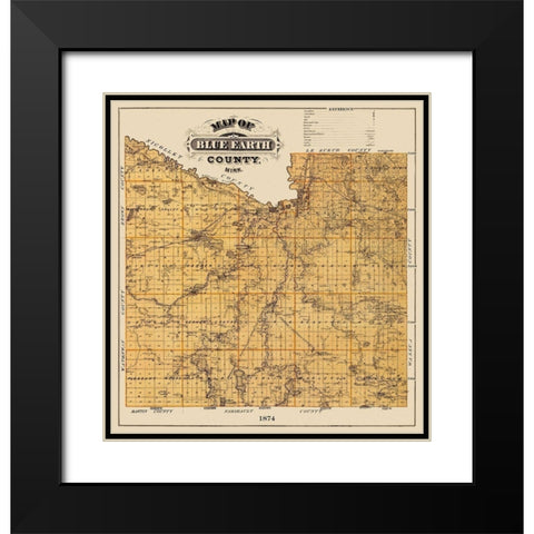 Blue Earth Minnesota Landowner - Andreas 1874 Black Modern Wood Framed Art Print with Double Matting by Andreas