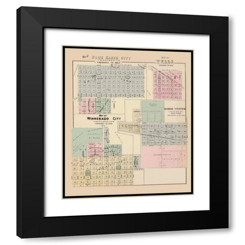 Blue Earth City Minnesota - Andreas 1874 Black Modern Wood Framed Art Print with Double Matting by Andreas