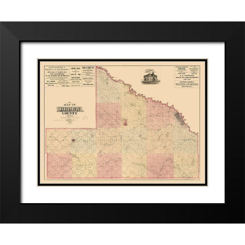 Brown County Minnesota - Haynes 1886  Black Modern Wood Framed Art Print with Double Matting by Haynes